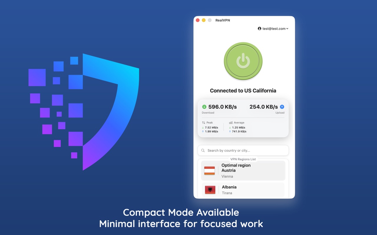 RealVPN compact mode on Mac