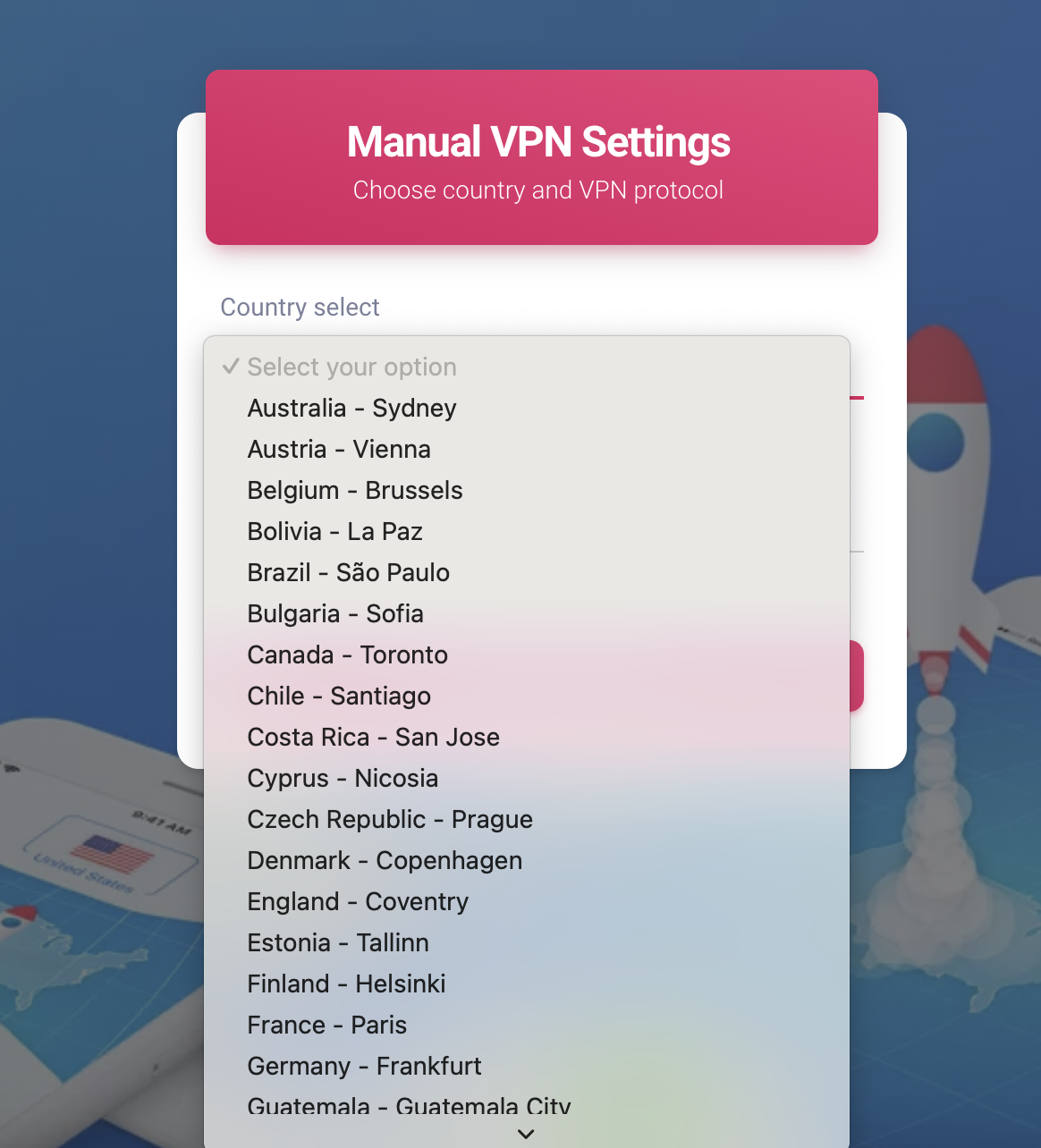 Manual VPN Settings Region Screenshot