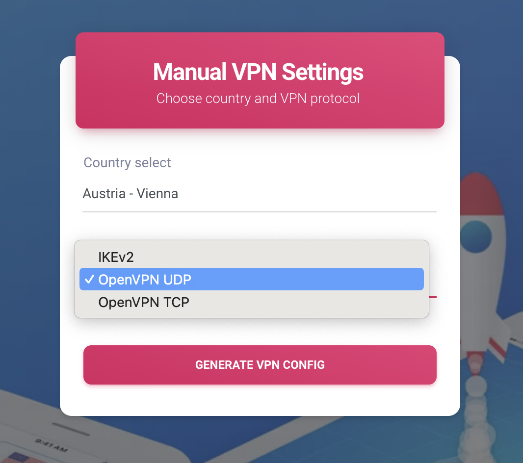 Manual VPN Settings Protocol Screenshot